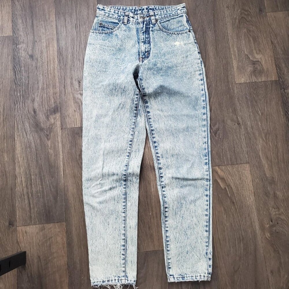 Vintage 90s Pepe High Rise Jeans 100% Cotton Acid Wash Straight Leg